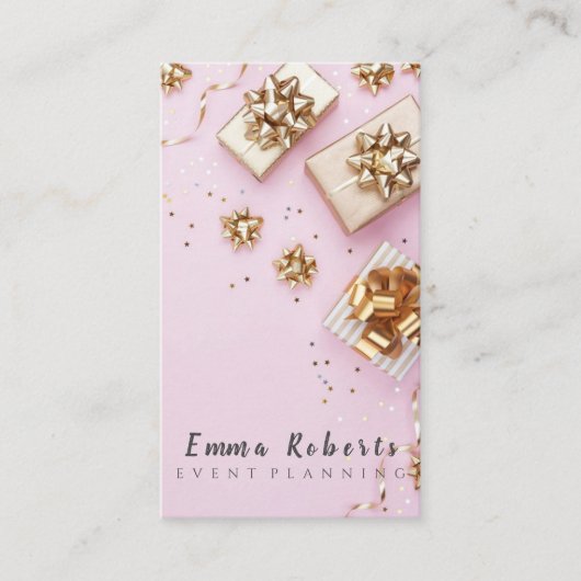 Carte De Visite Cute Bokeh et Rose Gold Sequin Event Planner Busi (Devant)