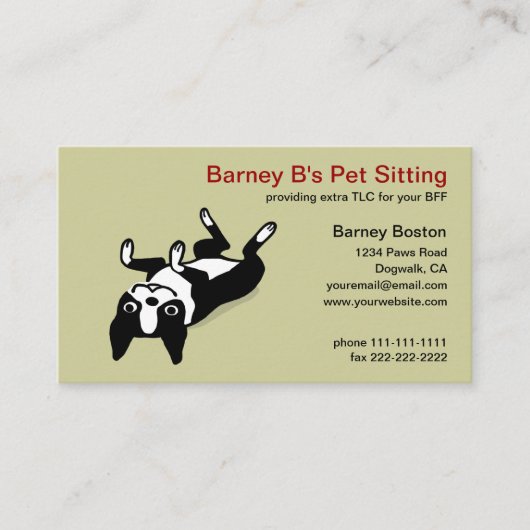 Carte De Visite Cute Boston Terrier Cartoon Chien - Animaux Animau (Devant)