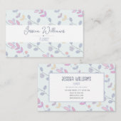 Carte De Visite Cute Botanique Pastel Fleuriste Feuille (Devant / Derrière)