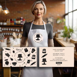 Carte De Visite Cute boulanger pâtisserie Chef Cuisine Ustensiles 