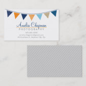 Carte De Visite CUTE BRIGHT BUNTING audacieux fête marine bleu ora (Devant / Derrière)