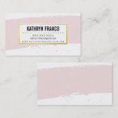 Carte De Visite CUTE BRUSH STROKE élégant peint or rose pâle (Devant / Derrière)