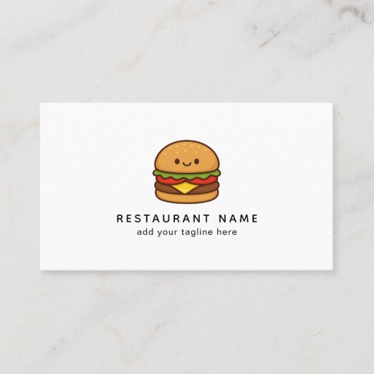 Carte De Visite Cute Burger QR Code Restaurant (Devant)