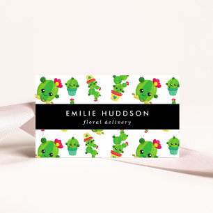 Carte De Visite Cute Cactus, Green Cactus, Fleuriste, Flower Shop