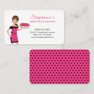 Carte De Visite Cute Cartoon Girl tenant Gâteau Alimentation Boula