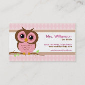 Carte De Visite Cute Cartoon Pink Owacher Contact (Devant)