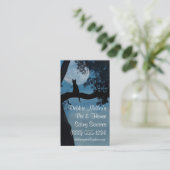 Carte De Visite Cute chat et lune Maison et animal assis (Debout devant)