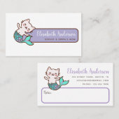 Carte De Visite Cute Chat Mermaid Meowmaid Mommy Date d'appel (Devant / Derrière)