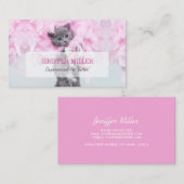 Carte De Visite Cute Chat panache rose.                            (Devant / Derrière)
