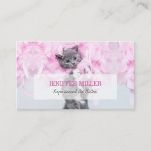 Carte De Visite Cute Chat panache rose.