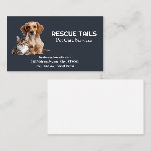 Carte De Visite Cute Chiot et Kitten (Devant / Derrière)