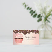 Carte De Visite Cute Chocolat Drives Pink Cupcake Bakery Chef (Debout devant)