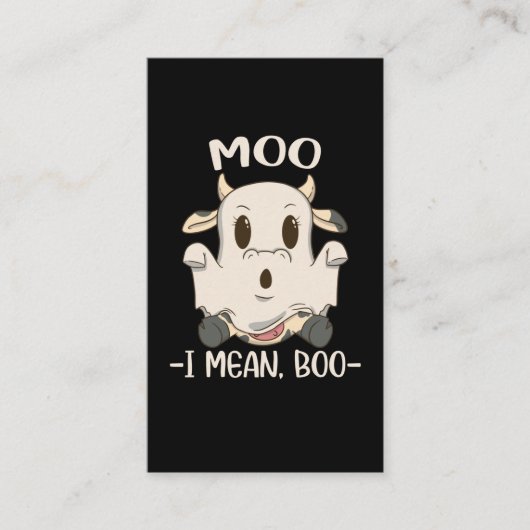 Carte De Visite Cute Cow Moo Halloween Ghost Boo (Devant)