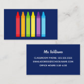 Carte De Visite Cute Crayon Enseignant élémentaire sur mesure Coor (Devant / Derrière)
