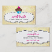 Carte De Visite CUTE CUPCAKE blanc bokeh motif jaune (Devant / Derrière)