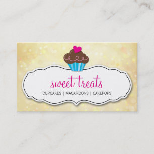 Carte De Visite CUTE CUPCAKE blanc bokeh motif jaune