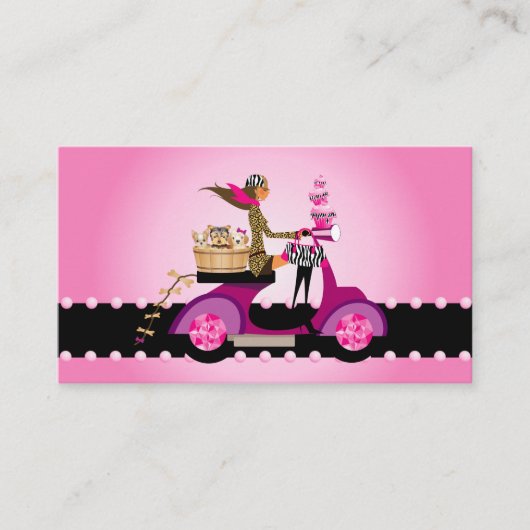 Carte De Visite Cute Cupcake & Chiens Zebra Scooter femme (Devant)