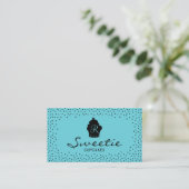 Carte De Visite Cute Cupcake Logo Sweet Bakery Élégant Turquoise (Debout devant)