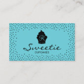 Carte De Visite Cute Cupcake Logo Sweet Bakery Élégant Turquoise (Devant)