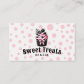 Carte De Visite Cute Cupcake Sweet Traite Boulangerie Pois Rose (Devant)