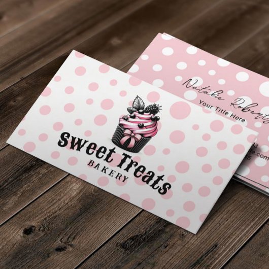 Carte De Visite Cute Cupcake Sweet Traite Boulangerie Pois Rose