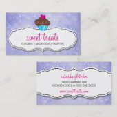 Carte De Visite CUTE CUPCAKE whimsshi bokeh motif violet (Devant / Derrière)