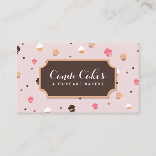 Carte De Visite Cute Cupcakes Boulangerie Motif rose (Devant)