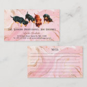 Carte De Visite Cute Dachshund Pups Chien Groomer Rose Or Agate (Devant / Derrière)