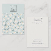 Carte De Visite Cute Daisy Floral Aqua Bleu Logo Élevant Collier (Devant / Derrière)