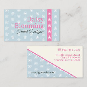 Carte De Visite Cute Daisy Motif Pastel Bleu clair Rose fleuriste