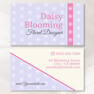 Carte De Visite Cute Daisy Motif Pastel Light Lilac Rose fleuriste
