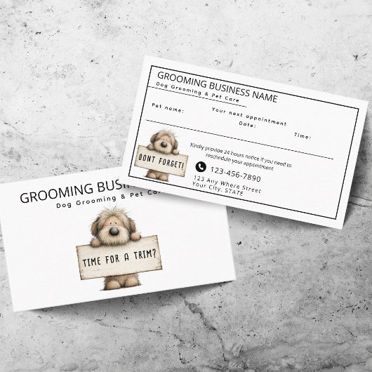 Carte De Visite Cute Dog Grooming Modern Fun Appointment Card