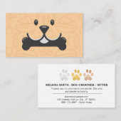 Carte De Visite Cute Dog Holding Bone Logo | Groomers (Devant / Derrière)