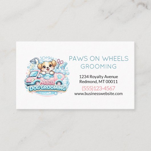 Carte De Visite Cute Dog Mobile Pet Grooming Service  (Devant)
