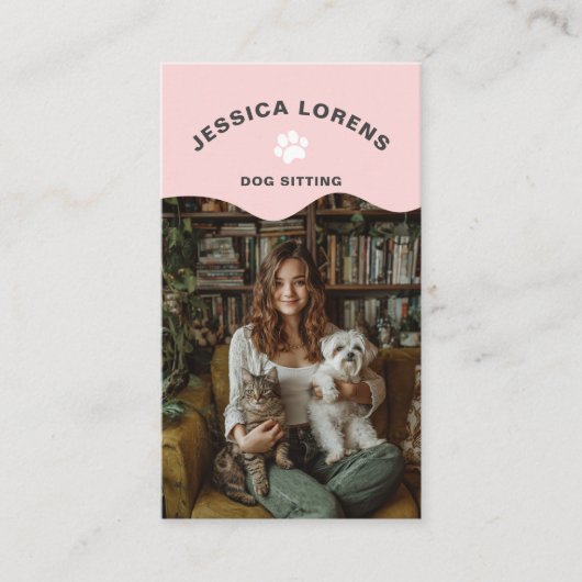 Carte De Visite Cute Dog Sitter, Pet Groomer, Dog Walker (Devant)