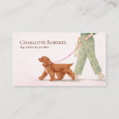Carte De Visite Cute Dog Walker Cocker Spaniel Pink Business Card (Devant)
