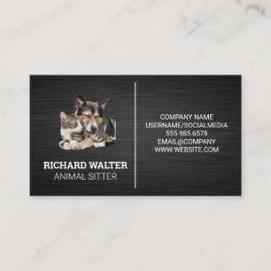 Carte De Visite Cute Doggy and Kitty Services animaux