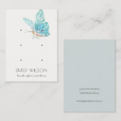 Carte De Visite Cute Dreamy Blue Aqua Papillon 3 oreille écran (Devant / Derrière)