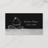 Carte De Visite Cute Elegant Parties scintillant Argent Cupcake Wh (Devant)