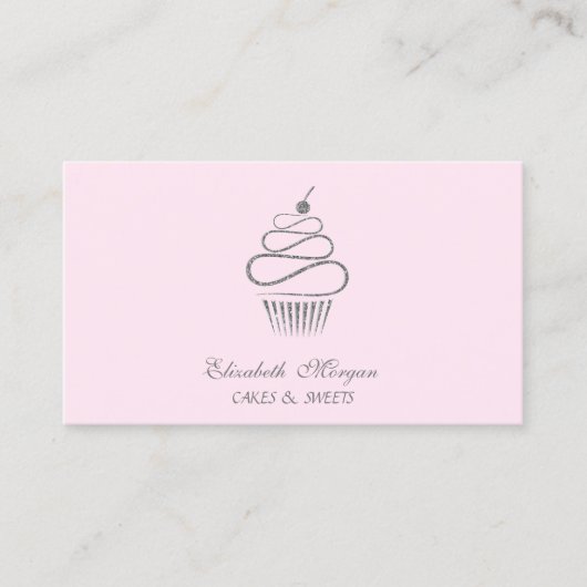 Carte De Visite Cute Elegant Parties scintillant Cupcake, Sucres (Devant)