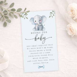 Carte De Visite Cute Elephant Blue Books for Baby Card