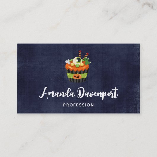 Carte De Visite Cute et Déplaisante Halloween Cupcake avec un Big  (Devant)