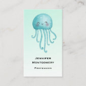 Carte De Visite Cute et Joyeuse méduse bleu-vert (Devant)