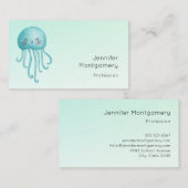 Carte De Visite Cute et Joyeuse méduse bleu-vert (Devant / Derrière)
