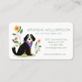 Carte De Visite Cute Floral Bernese Mountain Dog Services de soins (Devant)