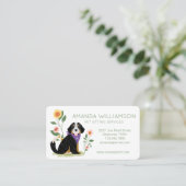 Carte De Visite Cute Floral Bernese Mountain Dog Services de soins (Debout devant)