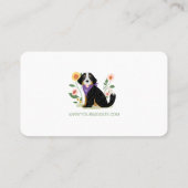 Carte De Visite Cute Floral Bernese Mountain Dog Services de soins (Dos)