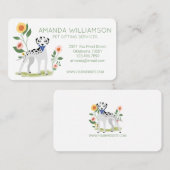 Carte De Visite Cute Floral Dalmatien Chien Services de soins pour (Devant / Derrière)