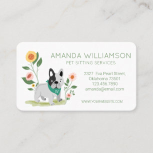 Carte De Visite Cute Floral Français Bulldog Services de soins pou