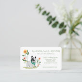 Carte De Visite Cute Floral Français Bulldog Services de soins pou (Debout devant)